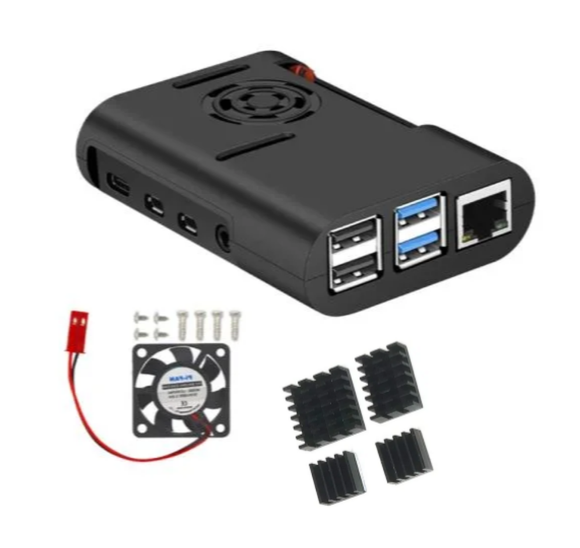 Carcasa para Raspberry Pi 4B con ventilador y disipadores